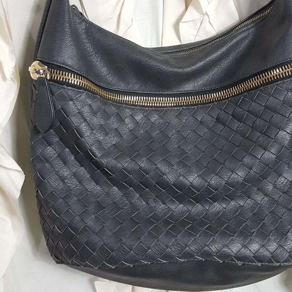 Madison West Charcoal gray Basket Weave Satchel